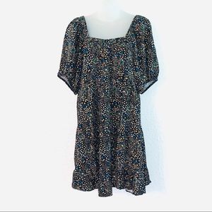 Wild Fable Floral Peasant Dress Ruffle XL Black
